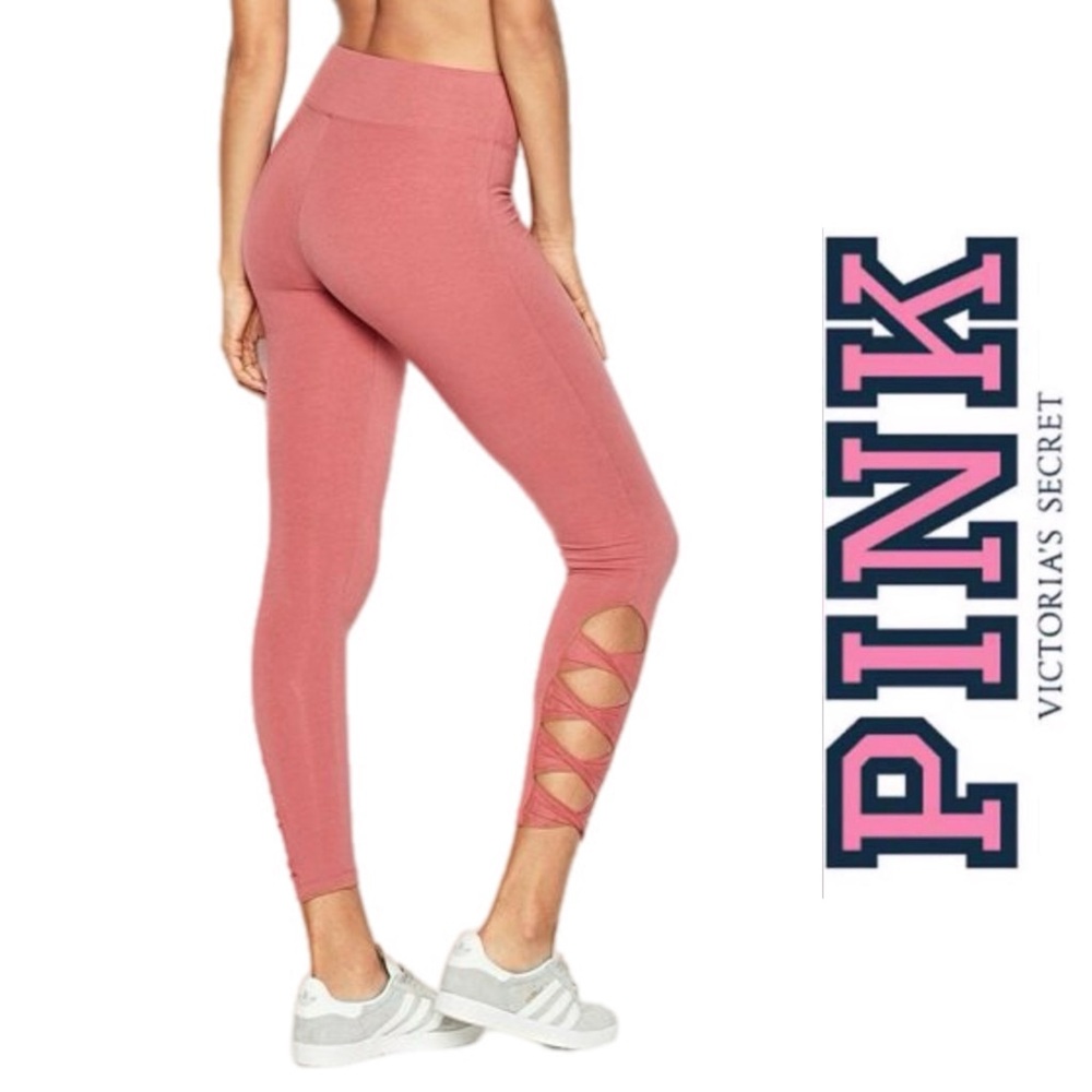PINK Victoria's‎ Secret Pink Leggings with Criss-Cross Cutouts 6105